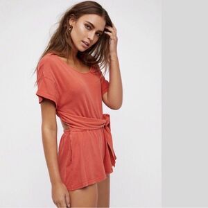 Free People Easy Street Wrapped Knit Romper in Orange | Small